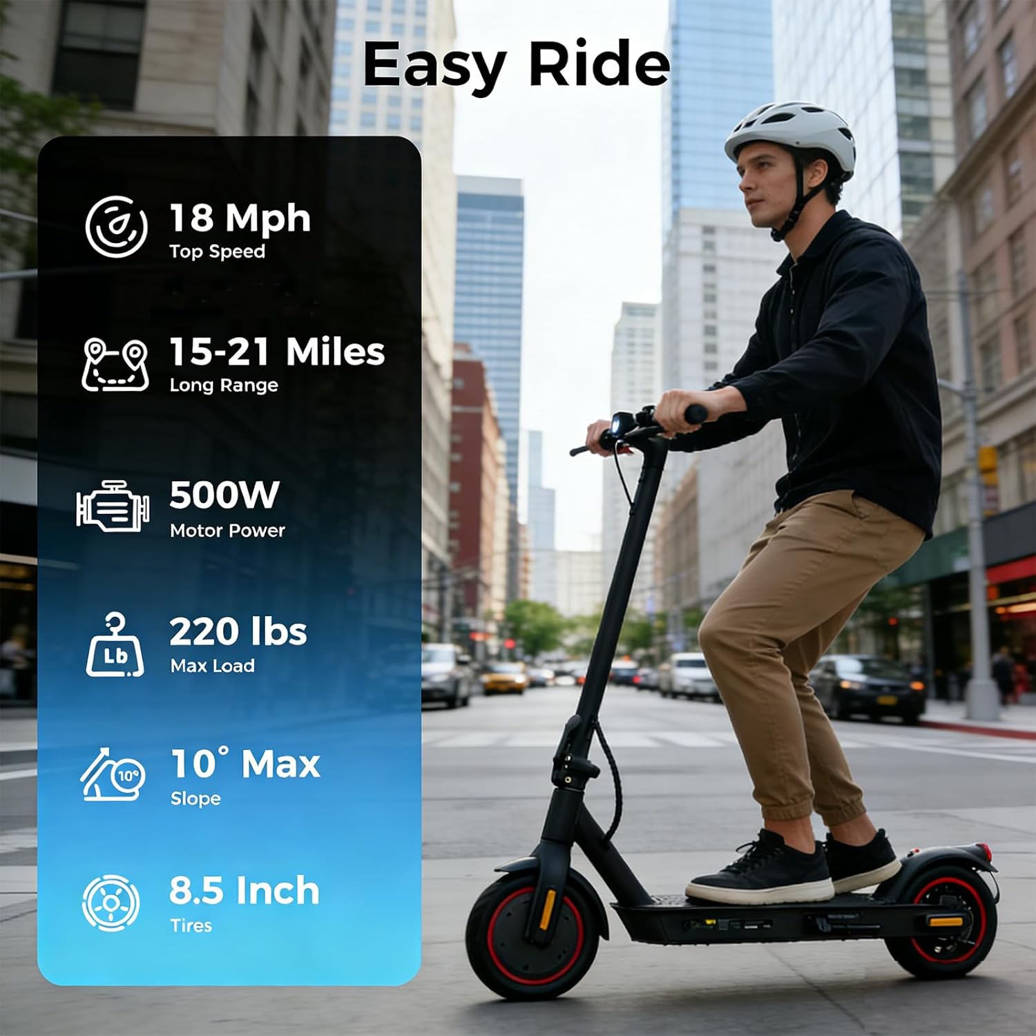 Electric Scooter - Electric Scooter Adults, 1000W/500W Motor, 25/21/18 MPH, 10''/8.5'' Tires, 28/23/21 Miles, APP Control, Dual Brake, Long Range Electric Scooter for Gift