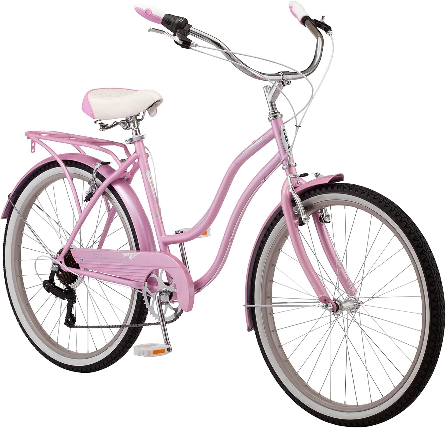 Classic 26-Inch Comfort Beach Cruiser Bike – 7-Speed Upright Commuter Bicycle for Adults (Quilted Comfort Seat, Linear Pull Brakes, Front & Rear Fenders)