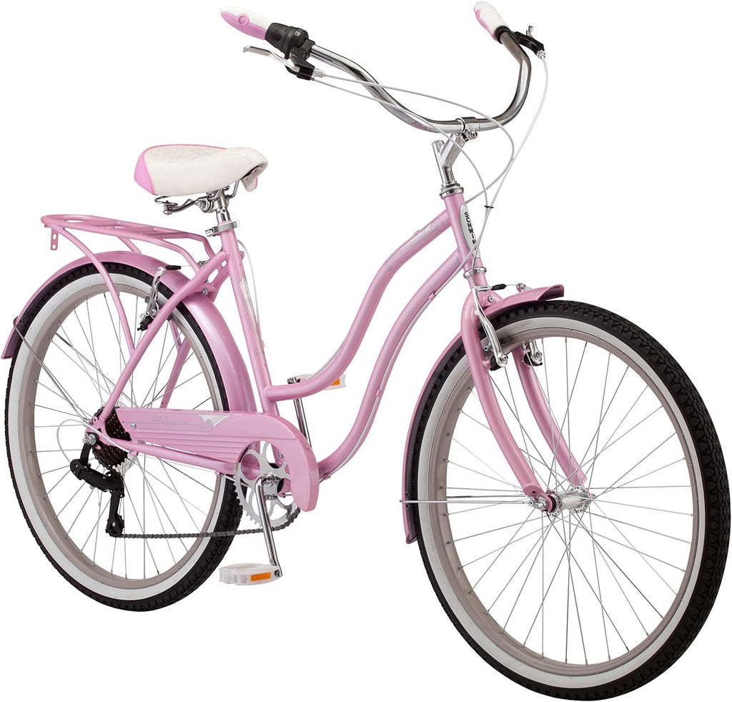 Classic 26-Inch Comfort Beach Cruiser Bike – 7-Speed Upright Commuter Bicycle for Adults (Quilted Comfort Seat, Linear Pull Brakes, Front & Rear Fenders)