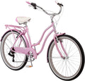 Classic 26-Inch Comfort Beach Cruiser Bike – 7-Speed Upright Commuter Bicycle for Adults (Quilted Comfort Seat, Linear Pull Brakes, Front & Rear Fenders)