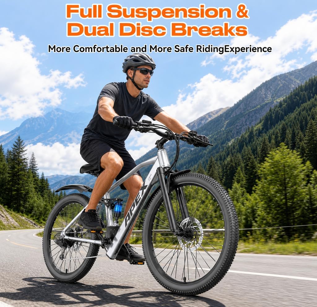 Silver All-Terrain Multi-Surface Electric Bike – 1200W Peak Power Commuter E-Bike for Adults (28MPH, Removable 13Ah Lithium Battery, 50-Mile Range, UL 2849 Certified, Trail & Snow Mountain Bicycle)