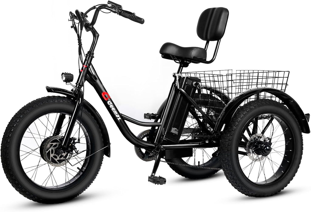 350W Electric Tricycle for Adults | 20" x 4.0" All-Terrain Fat Tire 3-Wheel Electric Bike with Large Cargo Basket, UL-Certified Step-Through Cruiser