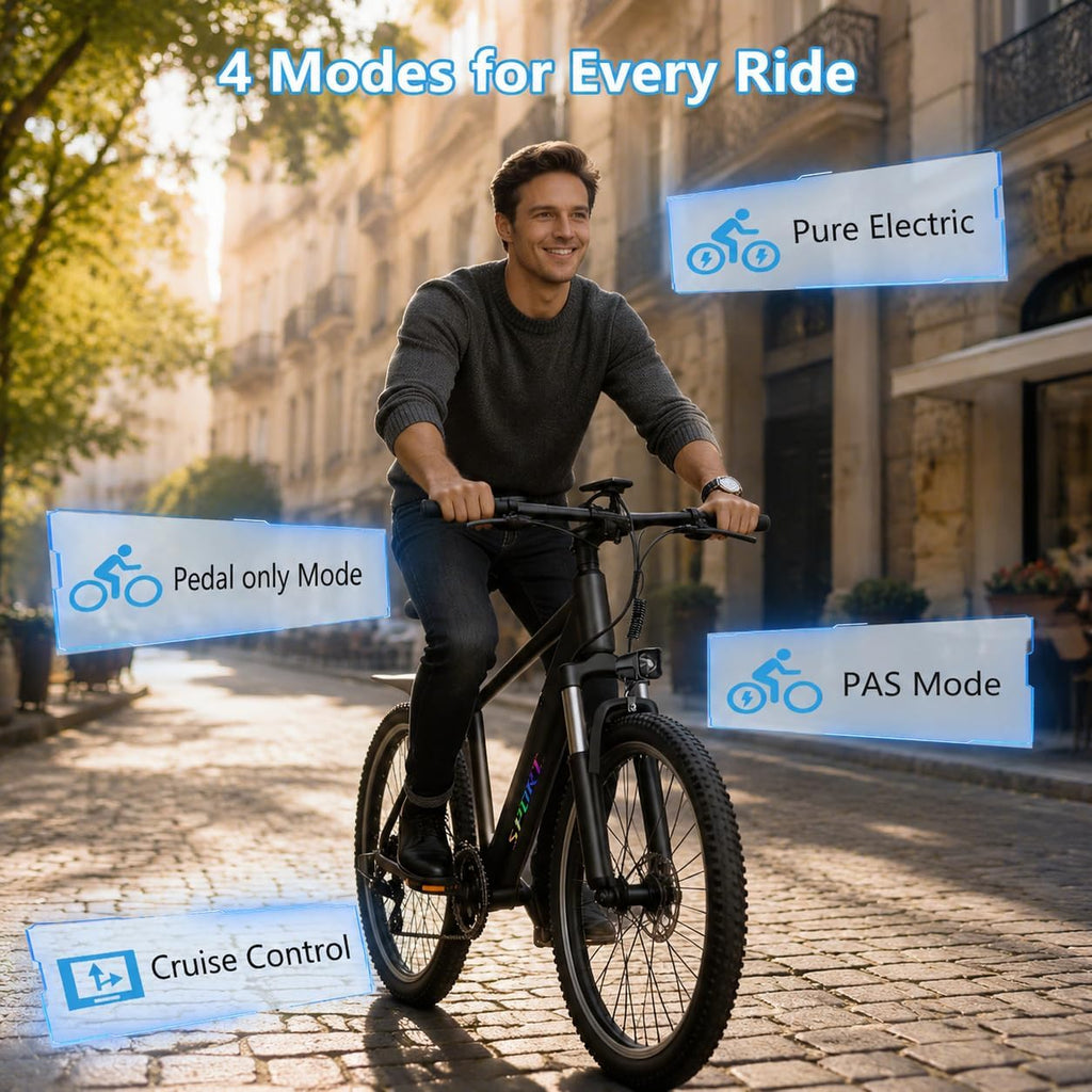 Step-Thru 26" Electric City Cruiser Bike – 1500W Peak Motor, 25MPH Max Speed, 48V 12Ah Removable Battery, 7-Speed Commuter E-Bike