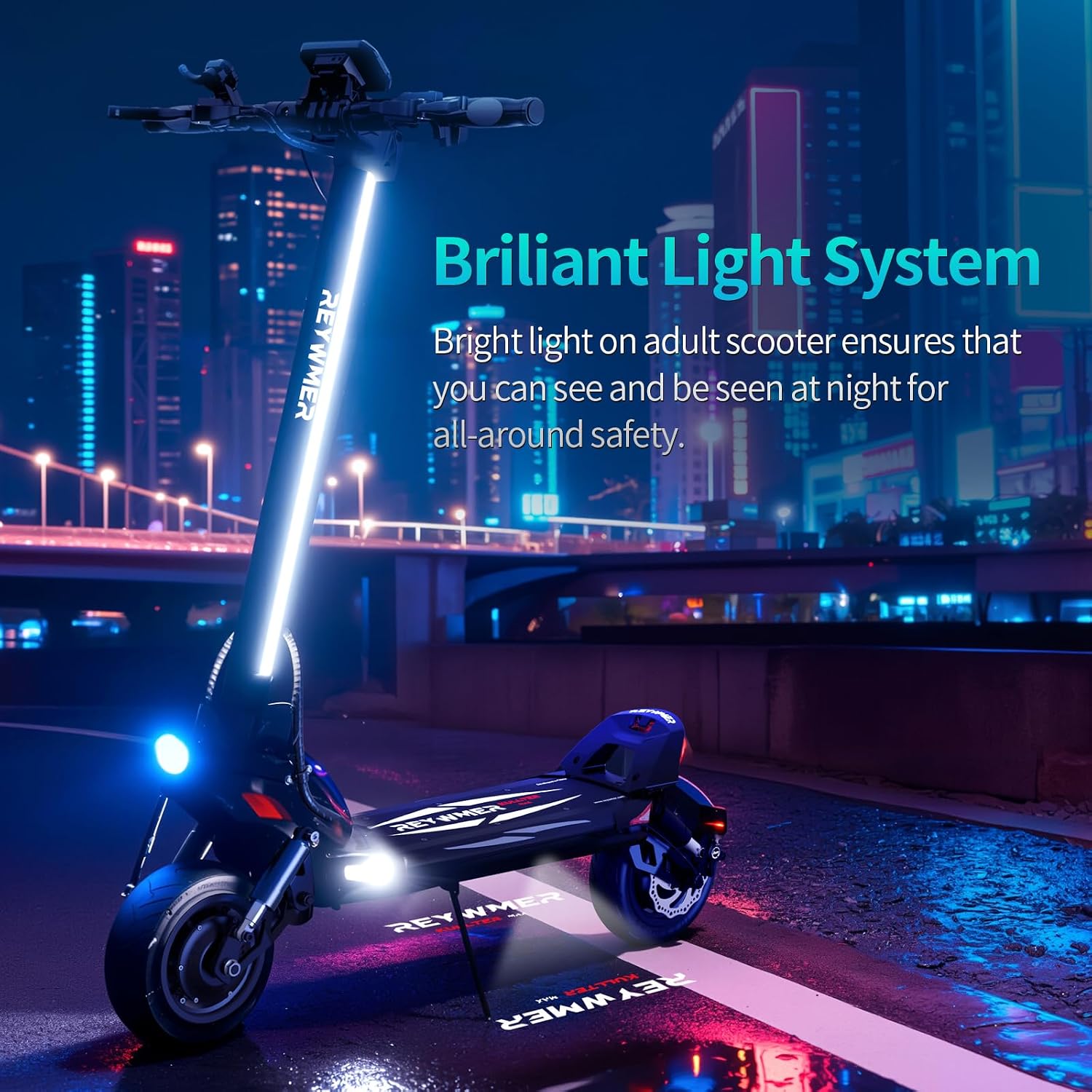 10" Off-Road Dual Motor Electric Scooter – 4000W Peak High-Performance Quick-Fold Scooter with 360° Safety Lighting