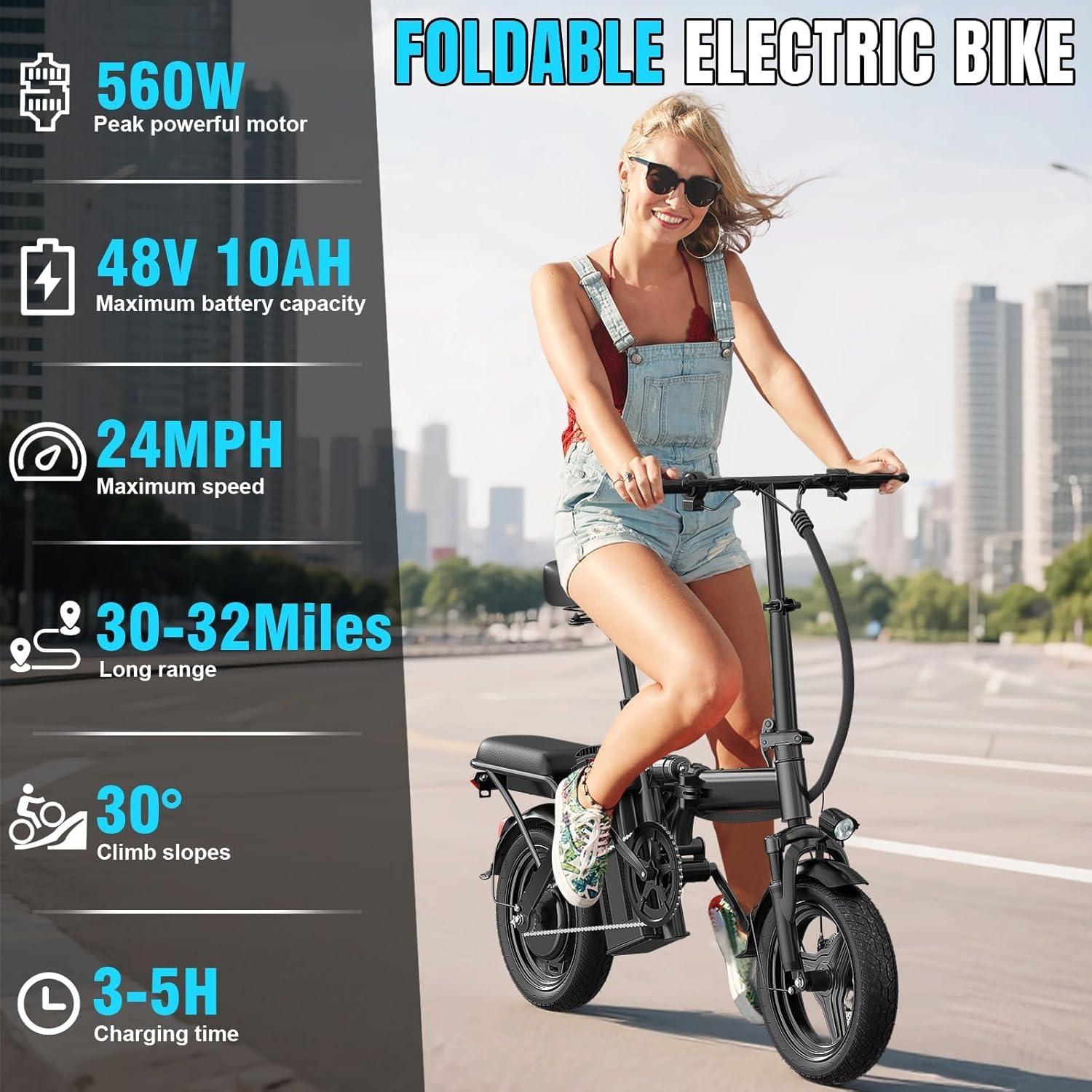Electric Bike for Adults, 1200W Peak Motor Commuter Ebike, 20-28MPH Speed, 32 Miles