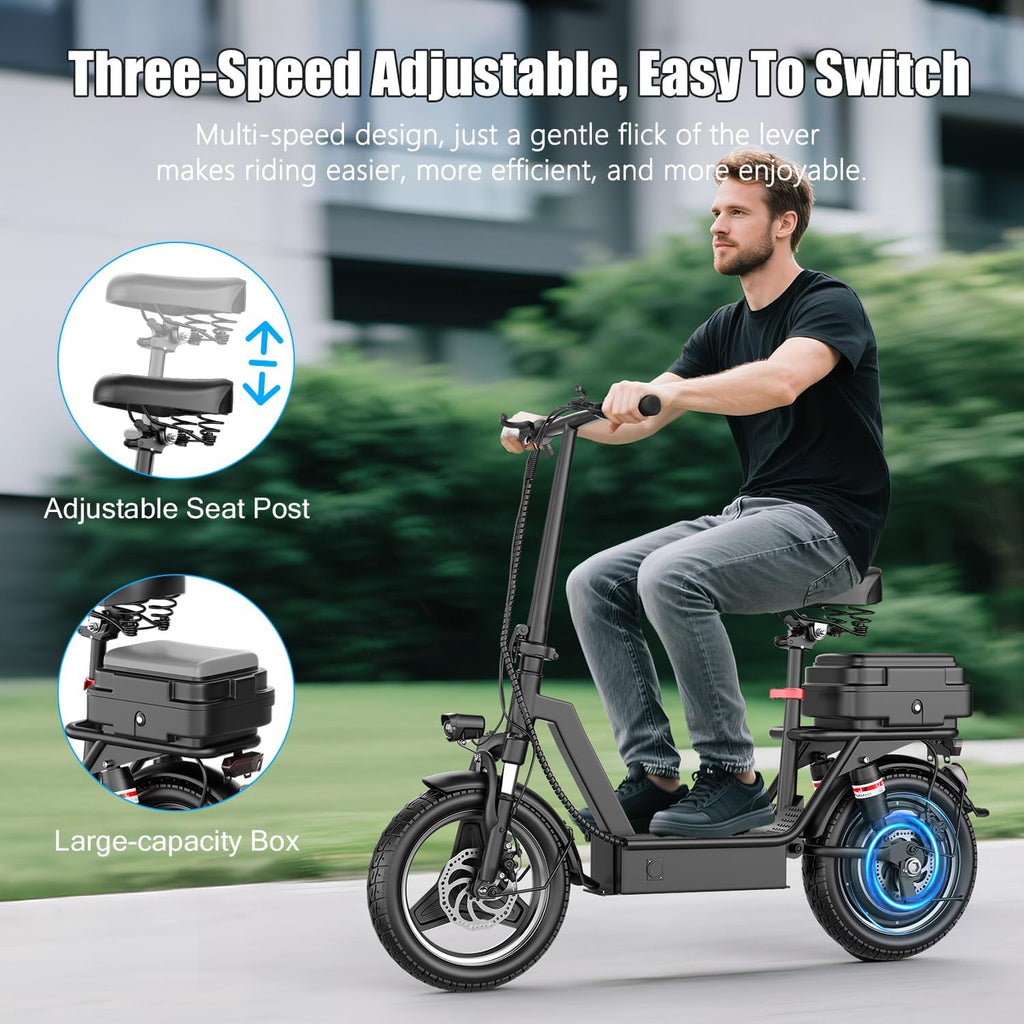 Electric Scooter for Adults, 1000W Peak Electric Scooter with Seat, 25Mph & 35 Miles Range