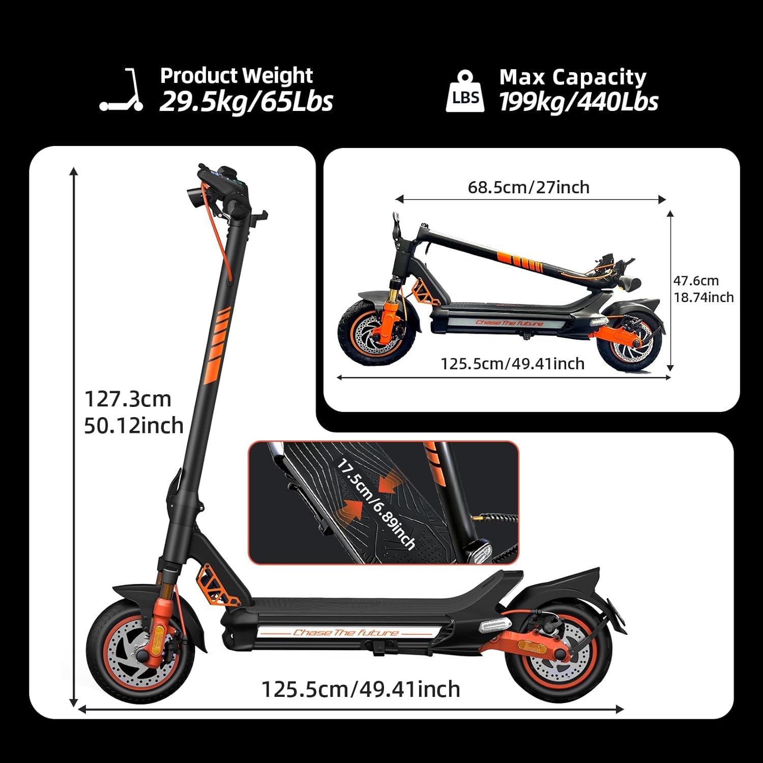 Electric Scooter Adult, 1600W*2 Dual Motor RZ1000, Up to 40-50 Miles Long Range/MAX Speed 31 Mph, Self-Sealing Off Road Tires