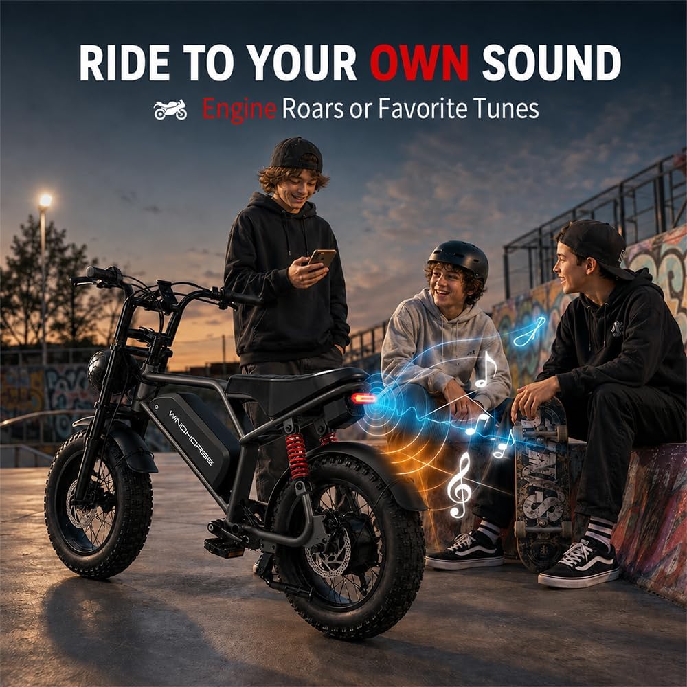 Electric Bike for Teens,16 * 4''Fat Tire,20–28 MPH, 65 Mile Range,48V 748.8Wh
