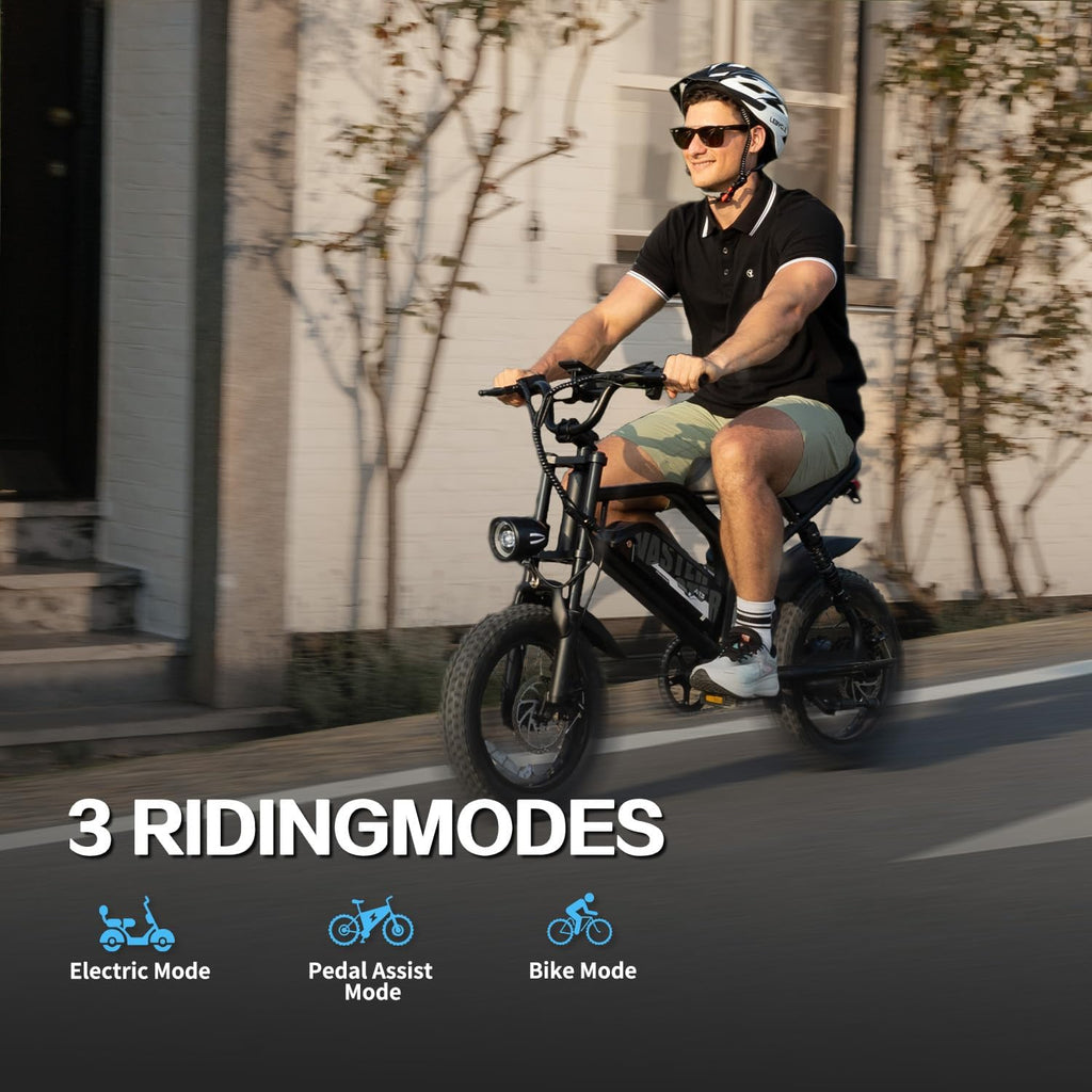 Electric Bike, 16'' Fat Tire E-Bike for Teens/Adults, 500W Small E-Bike with 36V/12.8Ah