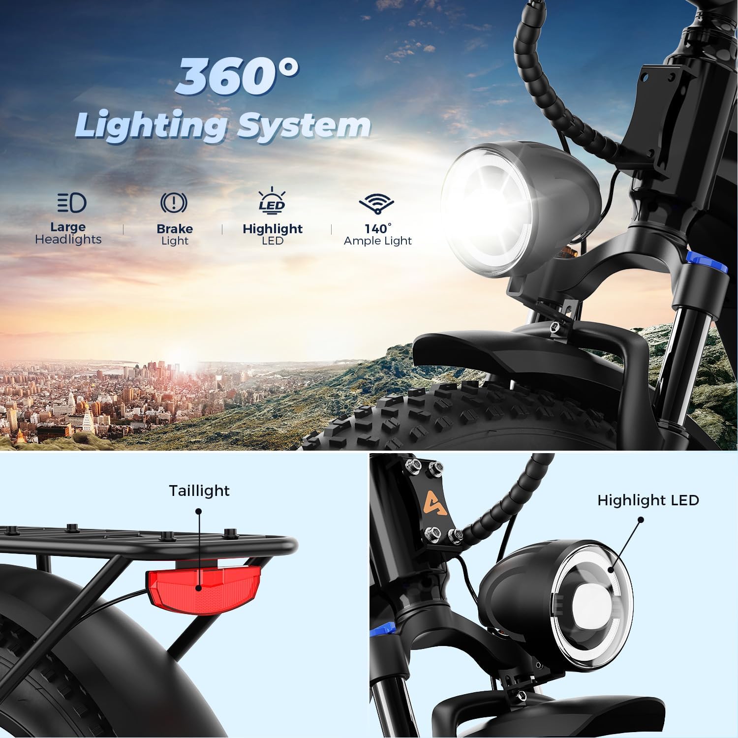 All-Terrain 26" Fat Tire Electric Bike Combo Pack – 1800W Peak Motor, 48V 17.5Ah Removable Battery, 7-Speed 85-Mile Long Range Adult E-Bike Set