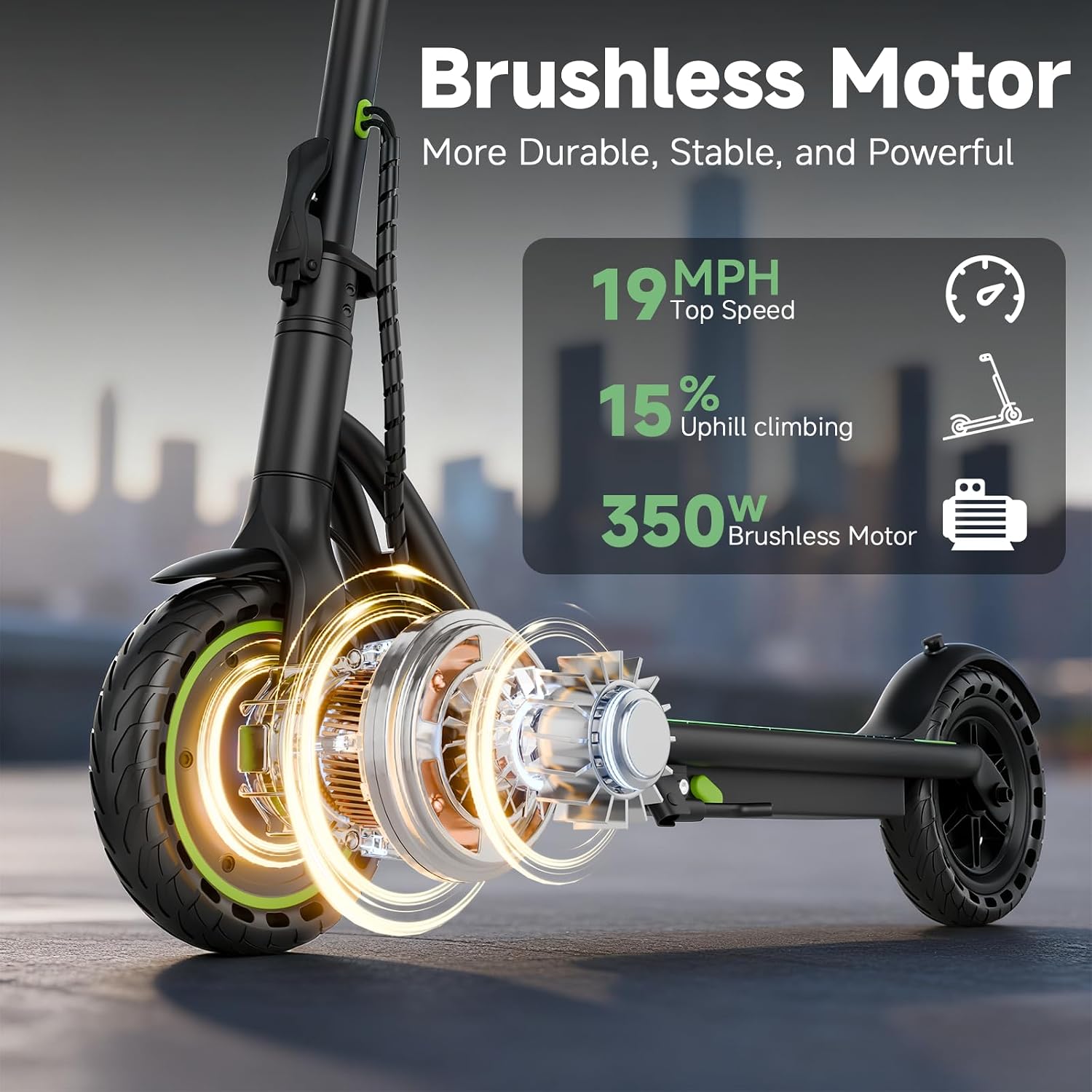 Smart Foldable Electric Scooter for Adults | 500W Peak Motor & Dual Braking