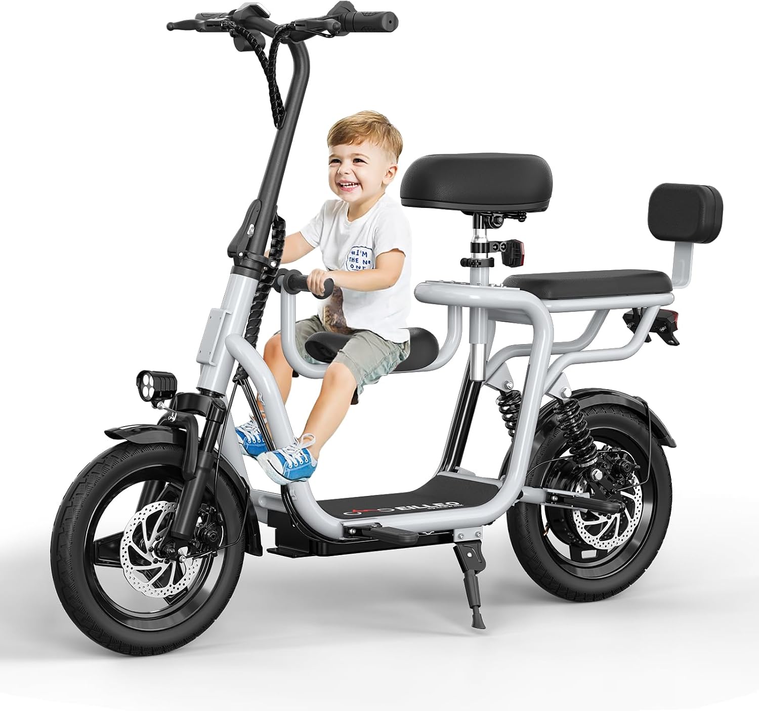 Electric Scooter with Seat for Adults - 500W Motor, 14" Pneumatic Tires, 17.4MPH & 20-Mile Range Commuter Electric Bicycle (Silver)