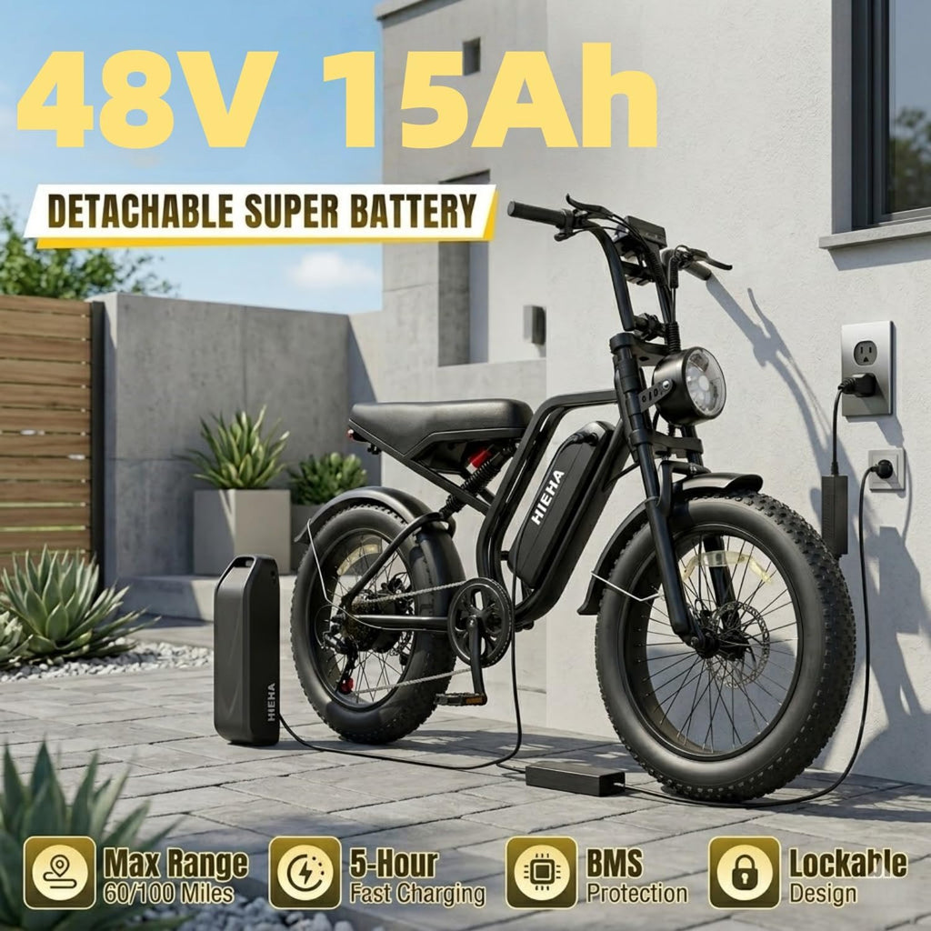1500W Peak Smart Electric Bike with CarPlay & Android Auto | 20" Fat Tire 48V 15Ah Dual Suspension E-Bike (UL 2849 Certified)