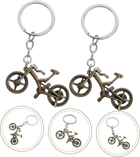 2 Pcs Bicycle Keychain Set Metal Bike Pendant