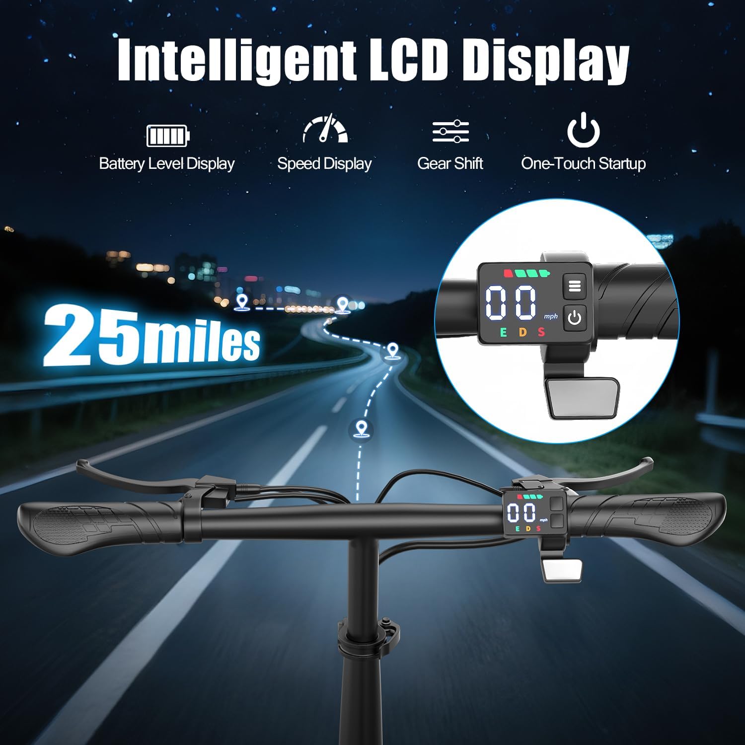 Electric Scooter for Adults, 1000W Peak Motor Electric Scooter with Seat, Up to 25 MPH 35 Miles Range