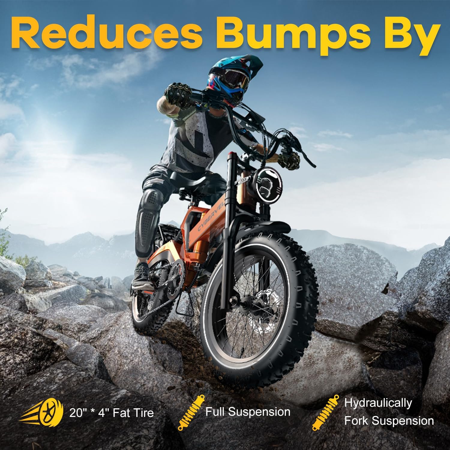 1000W Folding Electric Mountain Bike | 20" Fat Tire, 35MPH, 100-Mile Range