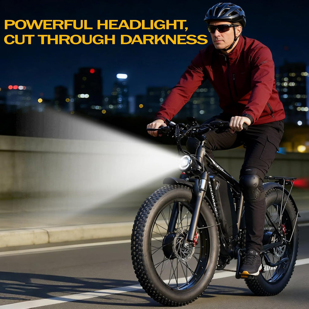 Dual Motor All-Terrain Electric Bike | 9000W Peak, 58V 34Ah Long-Range Battery, 46 MPH Full Suspension Fat Tire E-Bike