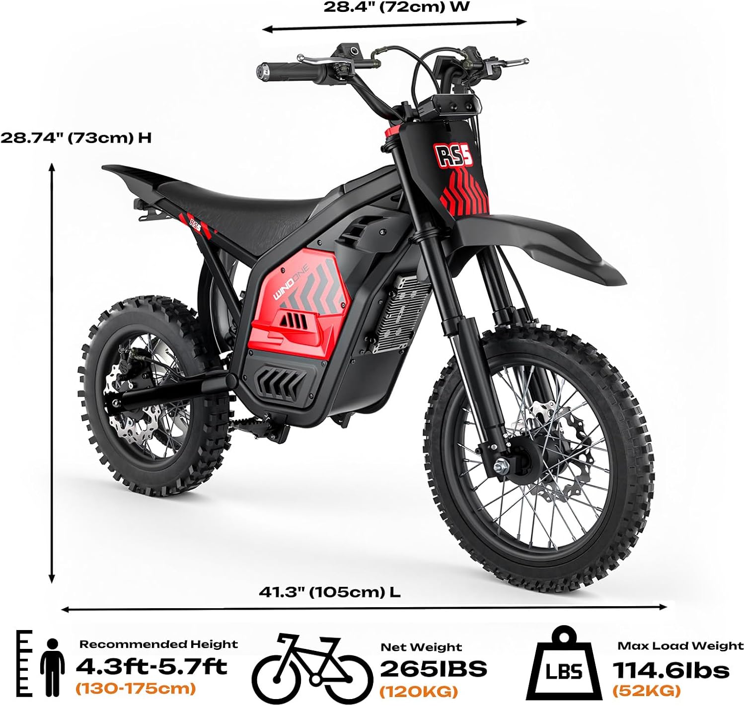 Electric Dirt Bike, 2200W 37MPH Electric Motorcycle, 48V/22.5Ah