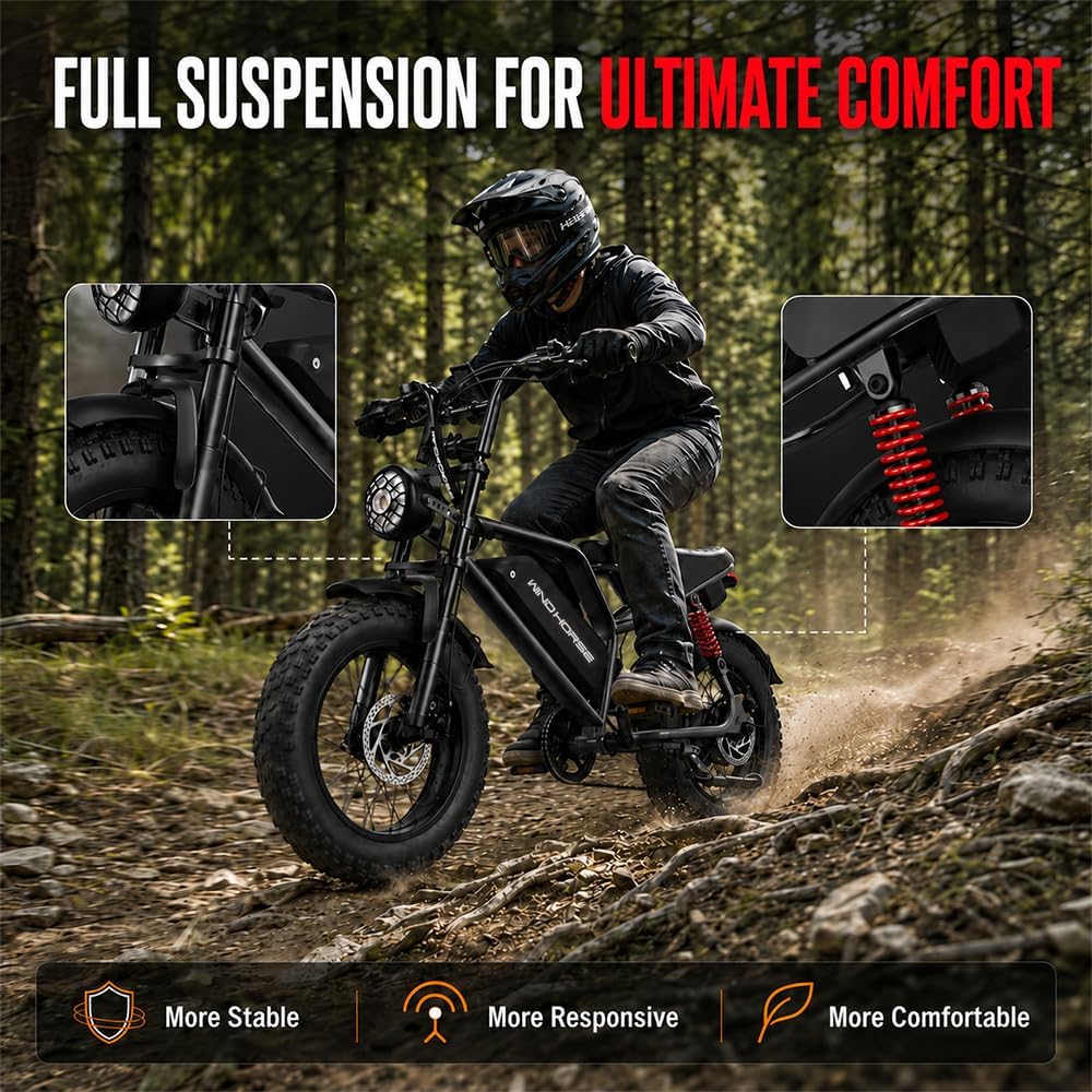 Electric Bike for Teens,16 * 4''Fat Tire,20–28 MPH, 65 Mile Range,48V 748.8Wh