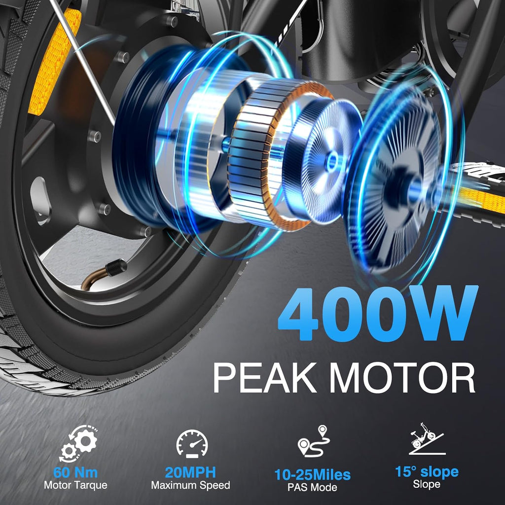 14" Compact Step-Through Electric Bike – 400W Mini Commuter E-Bike (20 Mph)