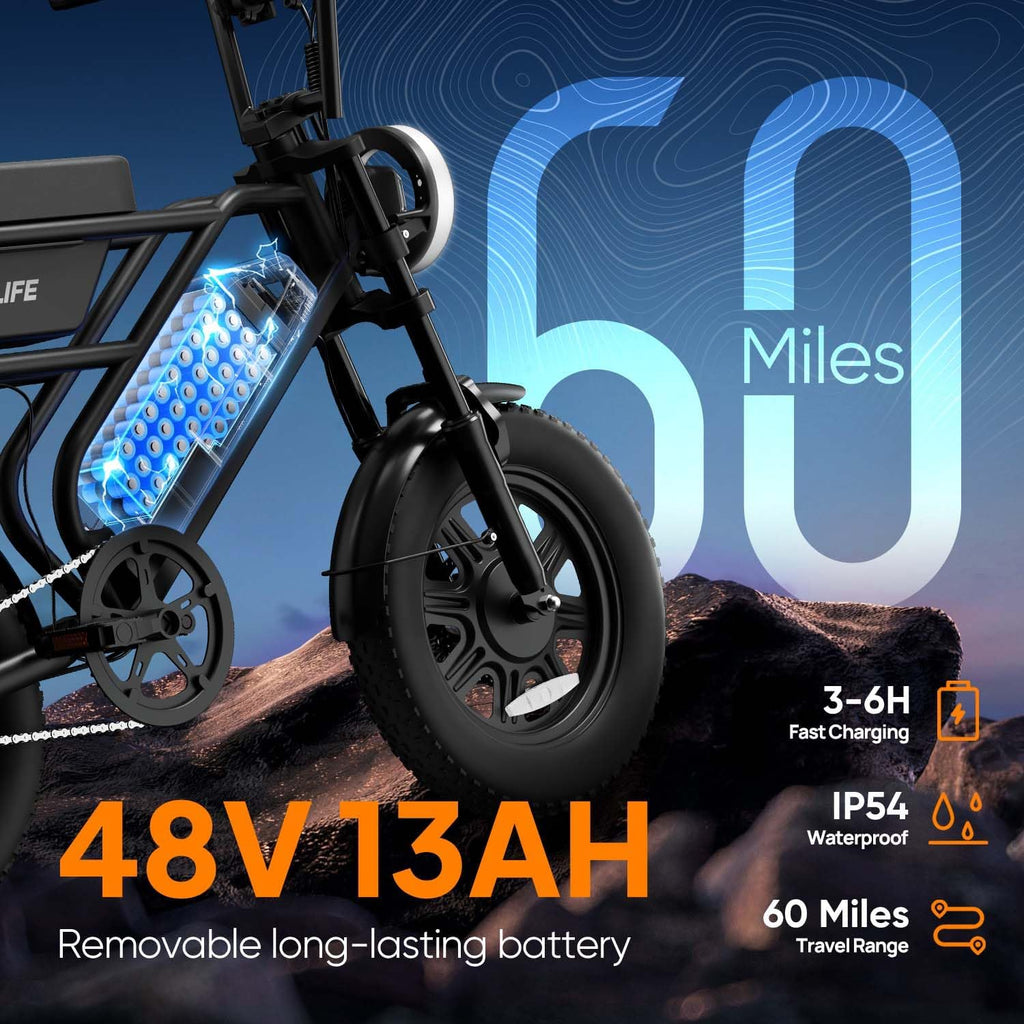 Electric Bike for Adults/Teens, Electric Dirt Bike with Storage Box, 48V 13AH