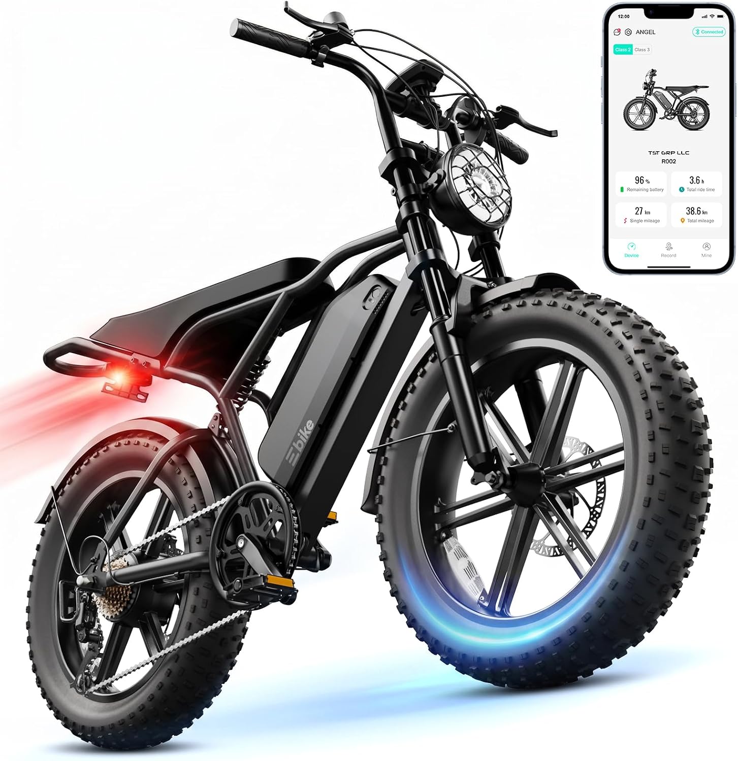 Electric Bike for Adults 1500W Peak 20" Fat Tire All-Terrain E-Bike 60/110 Miles Electric Dirt Bike - 48V 15/25 AH