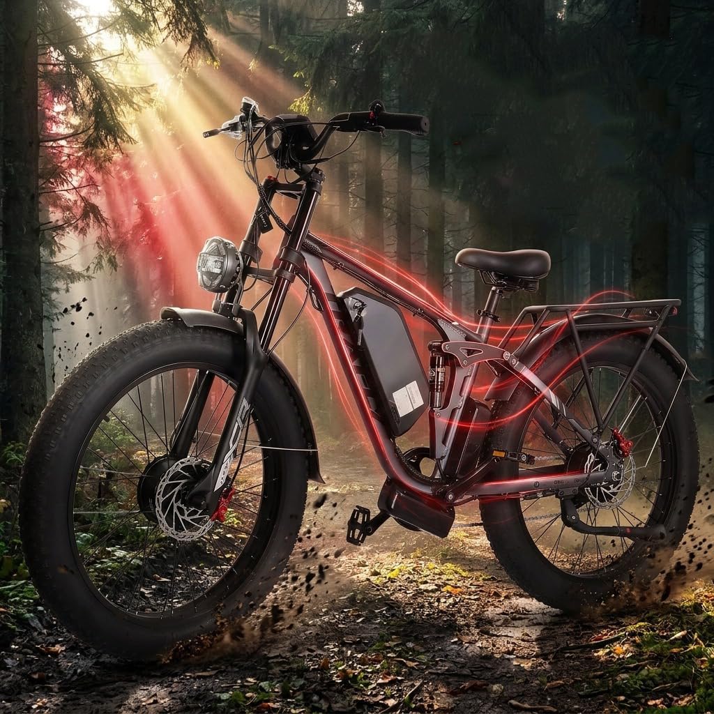 High-Performance Dual Motor Fat Tire Electric Bike | Full Suspension & Hydraulic Brakes