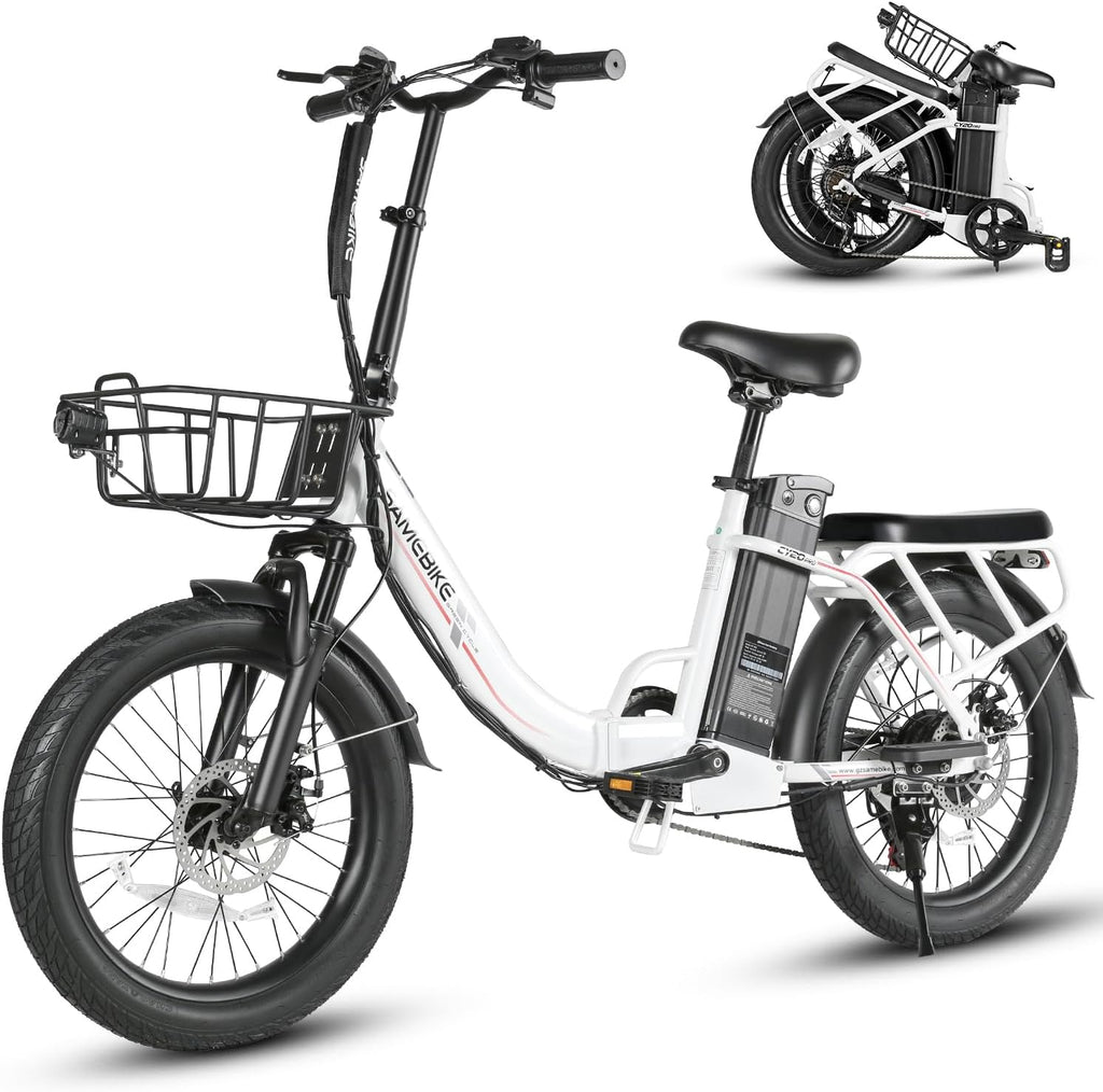 20" Folding Utility Electric Bike | 1200W Peak, 48V 13Ah Removable Battery, 20 MPH Commuter E-Bike with Cargo Basket & Rear Cushion Seat