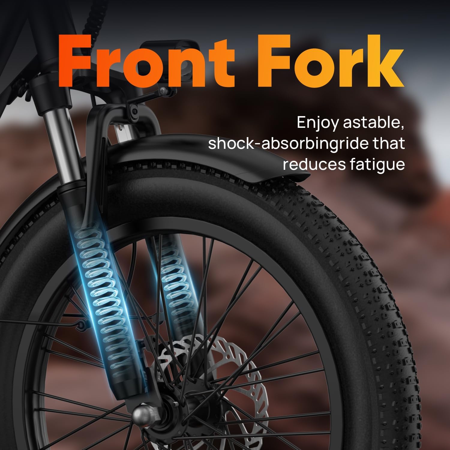 20"*3.0 Fat Tire Electric Bike for Adults, 48V, 80-Mile, 7-Speed & Suspension, Adjustable Seat for Adults and Teens
