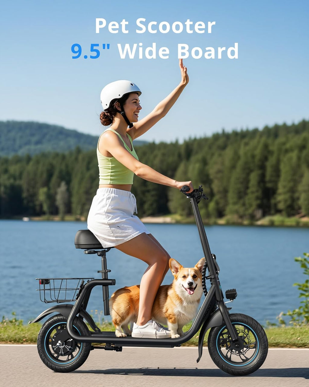 Electric Scooter for Adults & Teens with Seat, 450W Motor, Upgraded Stable
