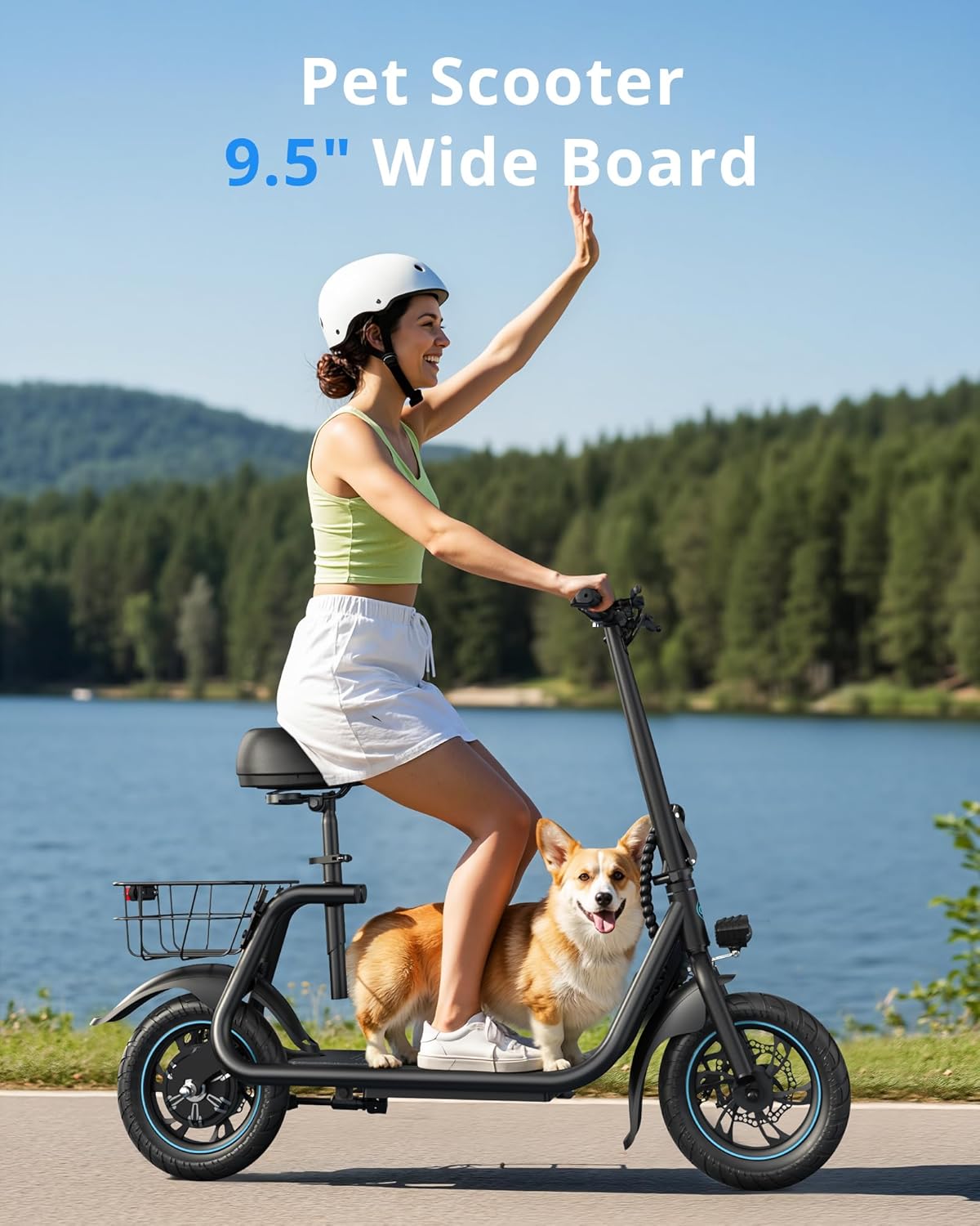 Electric Scooter for Adults & Teens with Seat, 450W Motor, Upgraded Stable