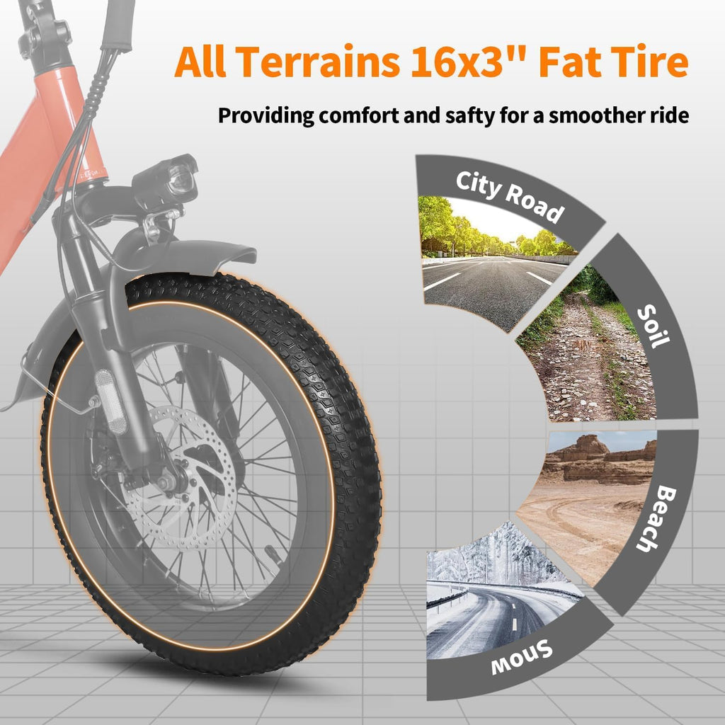 Foldable Fat Tire Electric Bike for Adults | 750W Motor & Removable Battery
