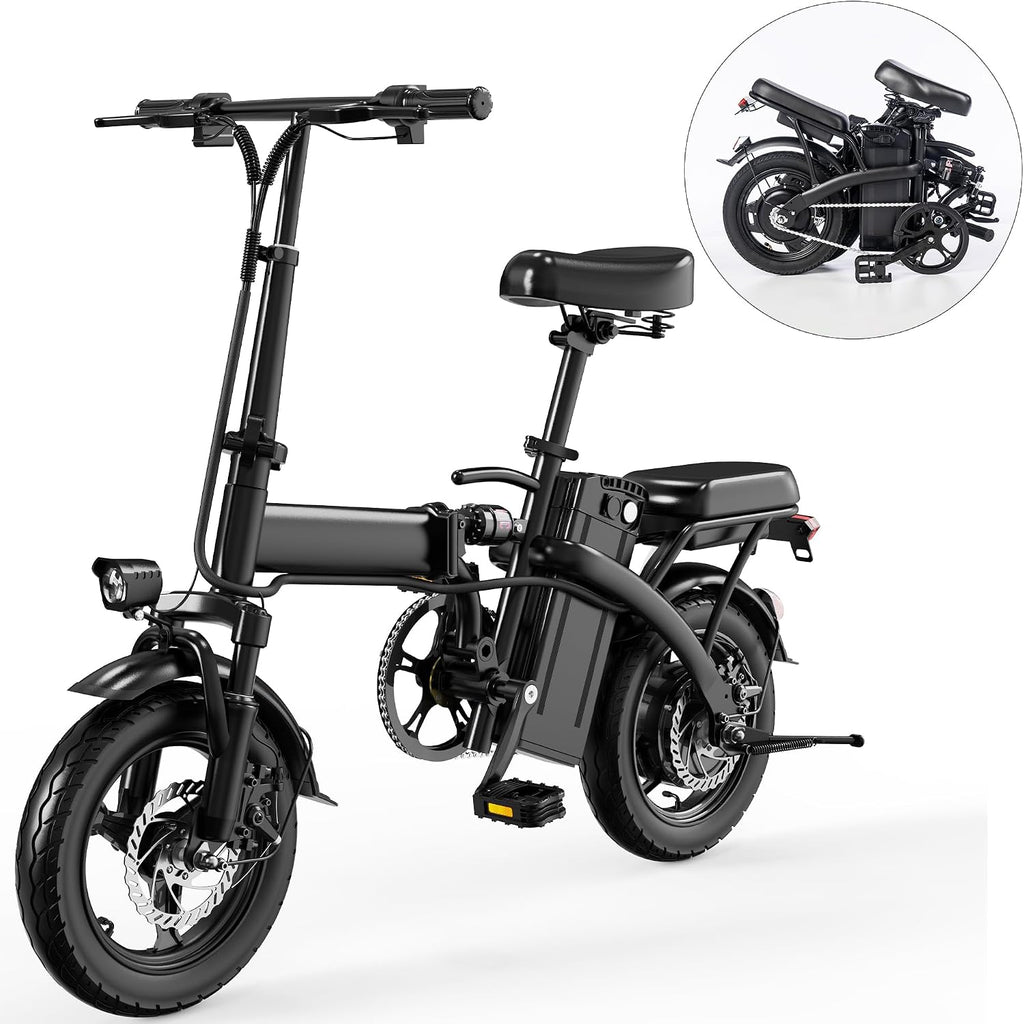 14-inch Compact Folding Electric Bicycle – Heavy-Duty Alloy Steel E-Bike with 330 lb Weight Capacity