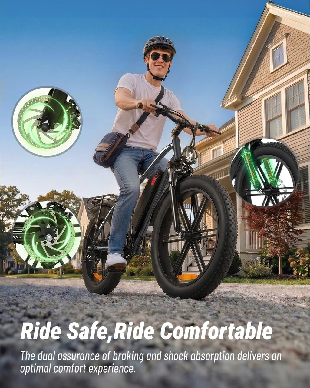 20" Fat Tire Electric Mountain Bike – 1000W Peak Motor, Removable 48V System & Integrated Rear Rack
