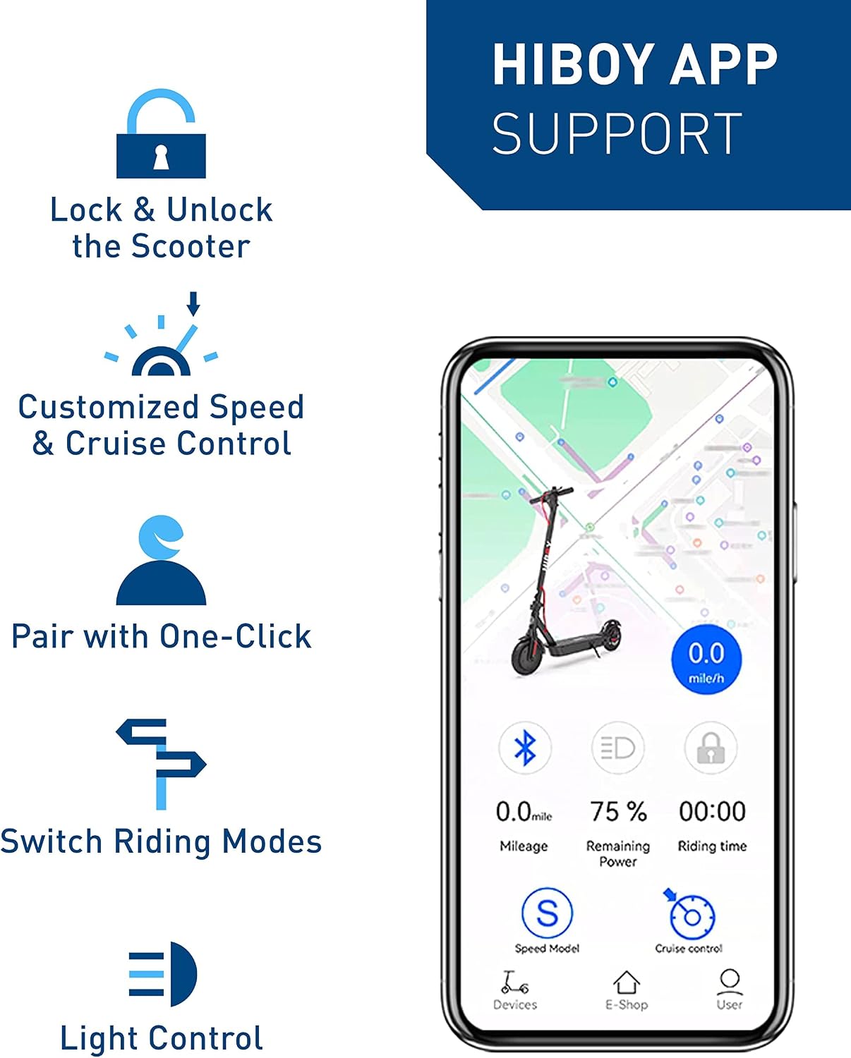 Electric Scooter, 500W Motor (750W Peak), 10" Honeycomb Tires, Up to 25 Miles Range, 19 MPH Foldable Electric Scooter for Adults with Hiboy App