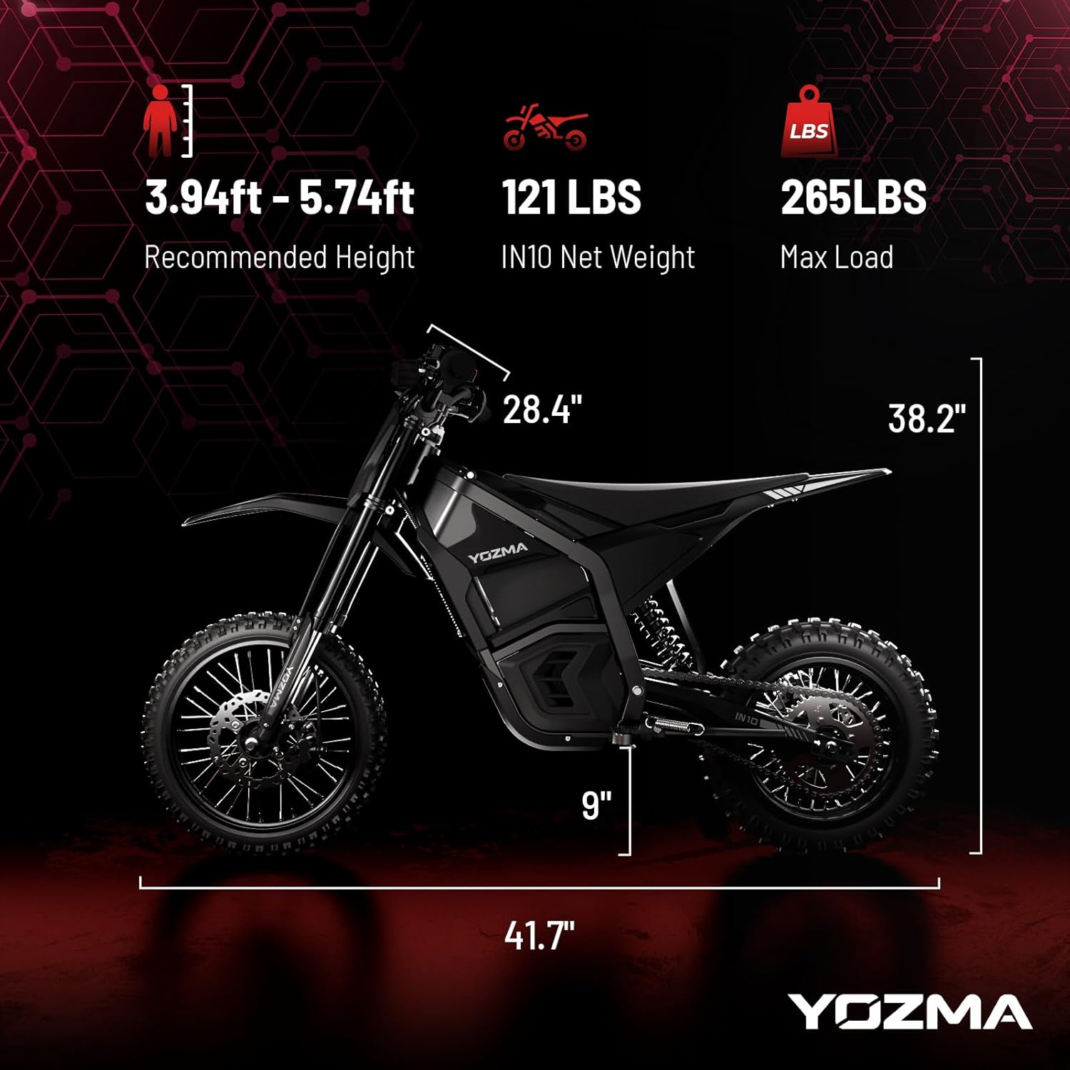 Electric Dirt Bike, 2600W 40MPH Electric-Motorcycle with 48V/23AH