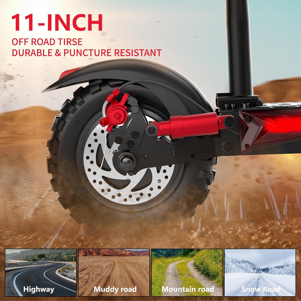Electric Scooter Adults, 37 Miles Long Range, 34 Mph Max Speed, 11" Off-Road Tires,48V 18/21AH Big Battery,1200W/1600W Motor, Dual Braking System,Folding Commuter E Scooter