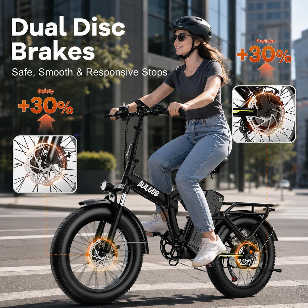 Folding All-Terrain Full Suspension Electric Bike | 1000W Peak Adult E-Bike with 20" Fat Tires