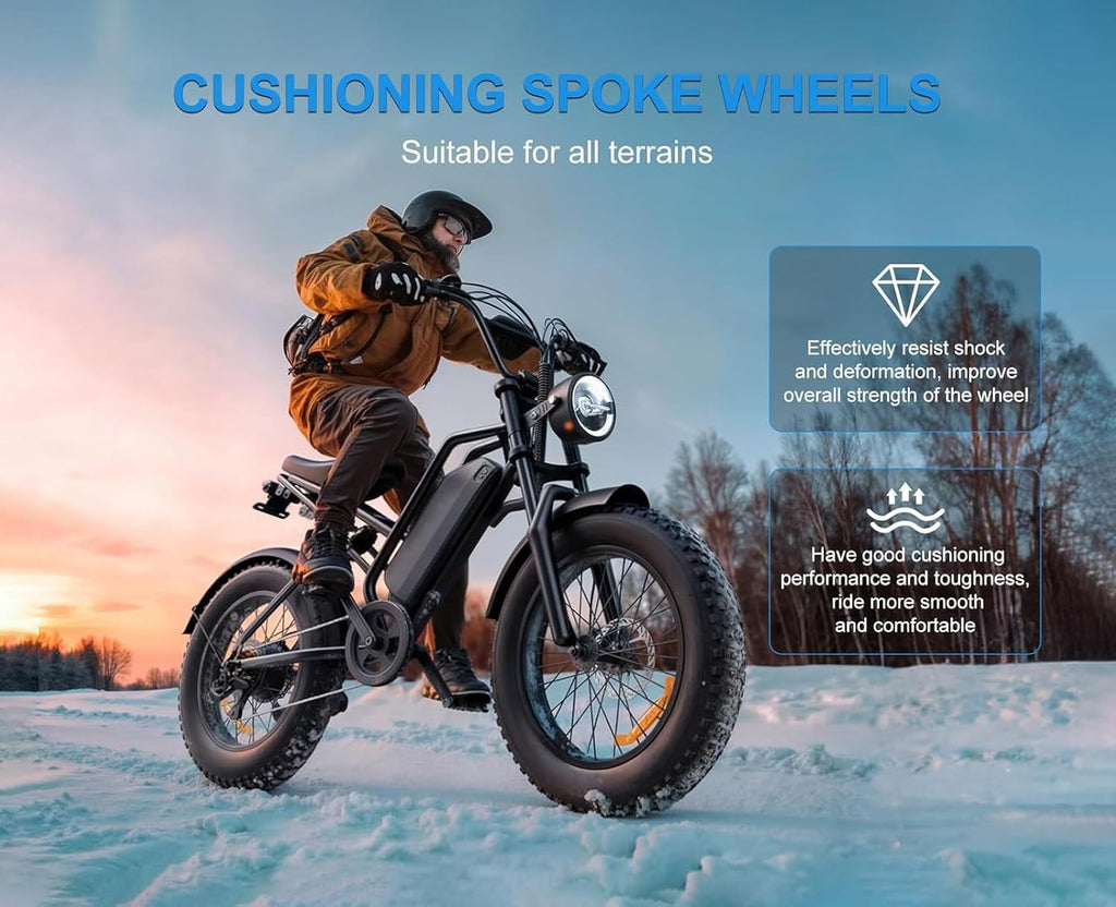 20" All-Terrain Fat Tire Electric Dirt Bike for Adults – 1500W Peak Motor, 48V 18Ah Battery, Dual Suspension E-Bike (Black)