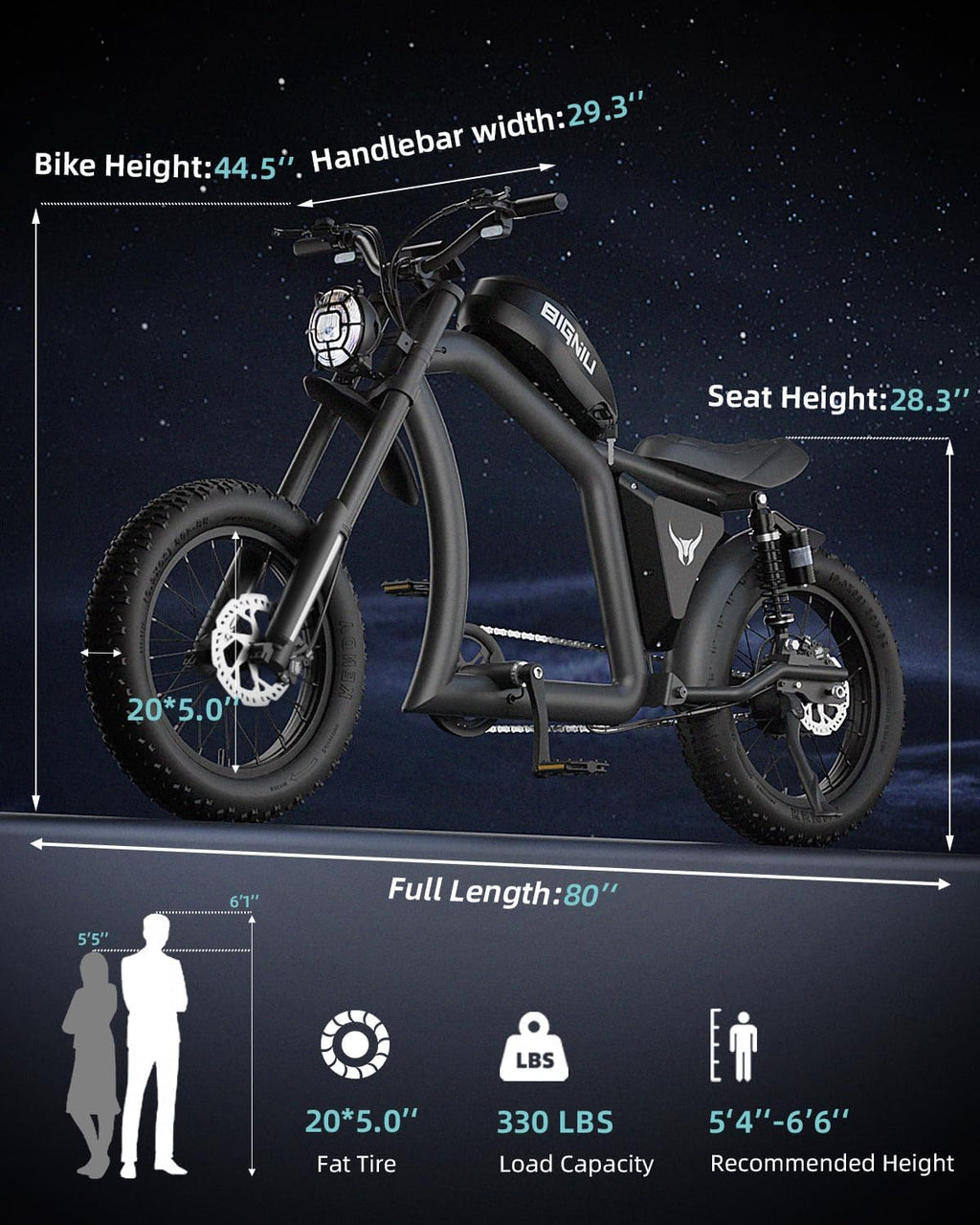 1500W High-Performance Electric Bike – 20" x 5" All-Terrain Fat Tire E-Bike with Dual Suspension