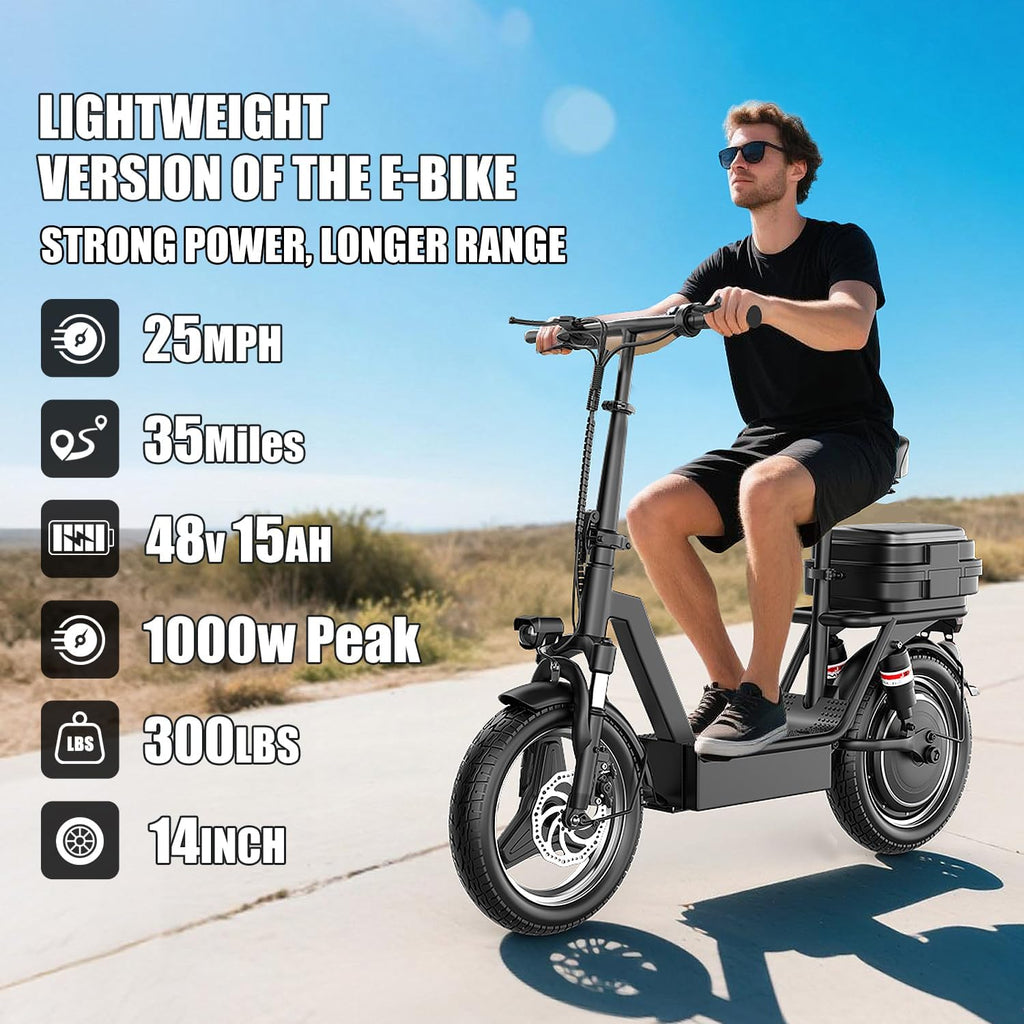 Electric Scooter for Adults, 1000W Peak Electric Scooter with Seat, 25Mph & 35 Miles Range