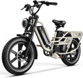 Dual Battery Long Range Cargo Electric Bike for Adults – 48V 60Ah, 1450W Peak Motor, 20" x 4.0" Fat Tire Mountain E-Bike (160 Miles Range, Grey)