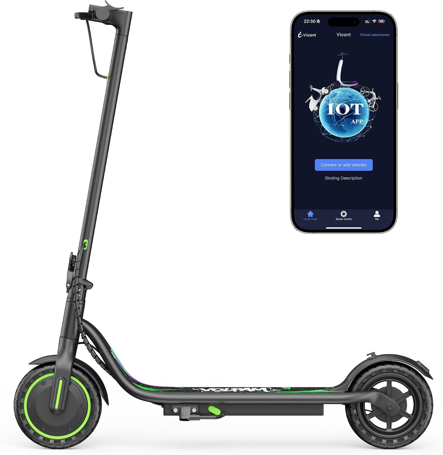 Electric Scooter, 350W/500WMotor, 8.5"/10" Solid Tires, 19/22Mph, 32/28/23/21/18/16Miles Max Range, Dual Braking