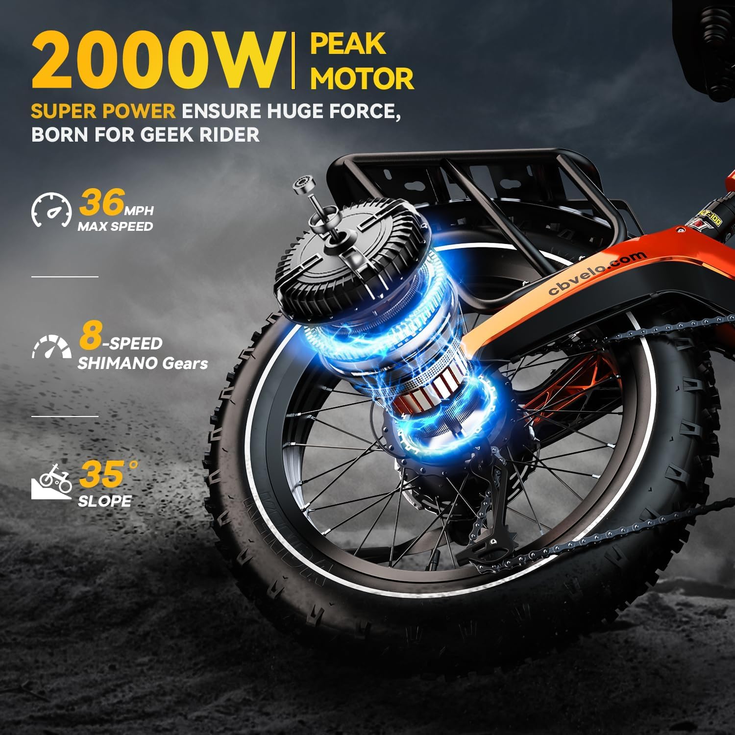 1000W Folding Electric Mountain Bike | 20" Fat Tire, 35MPH, 100-Mile Range