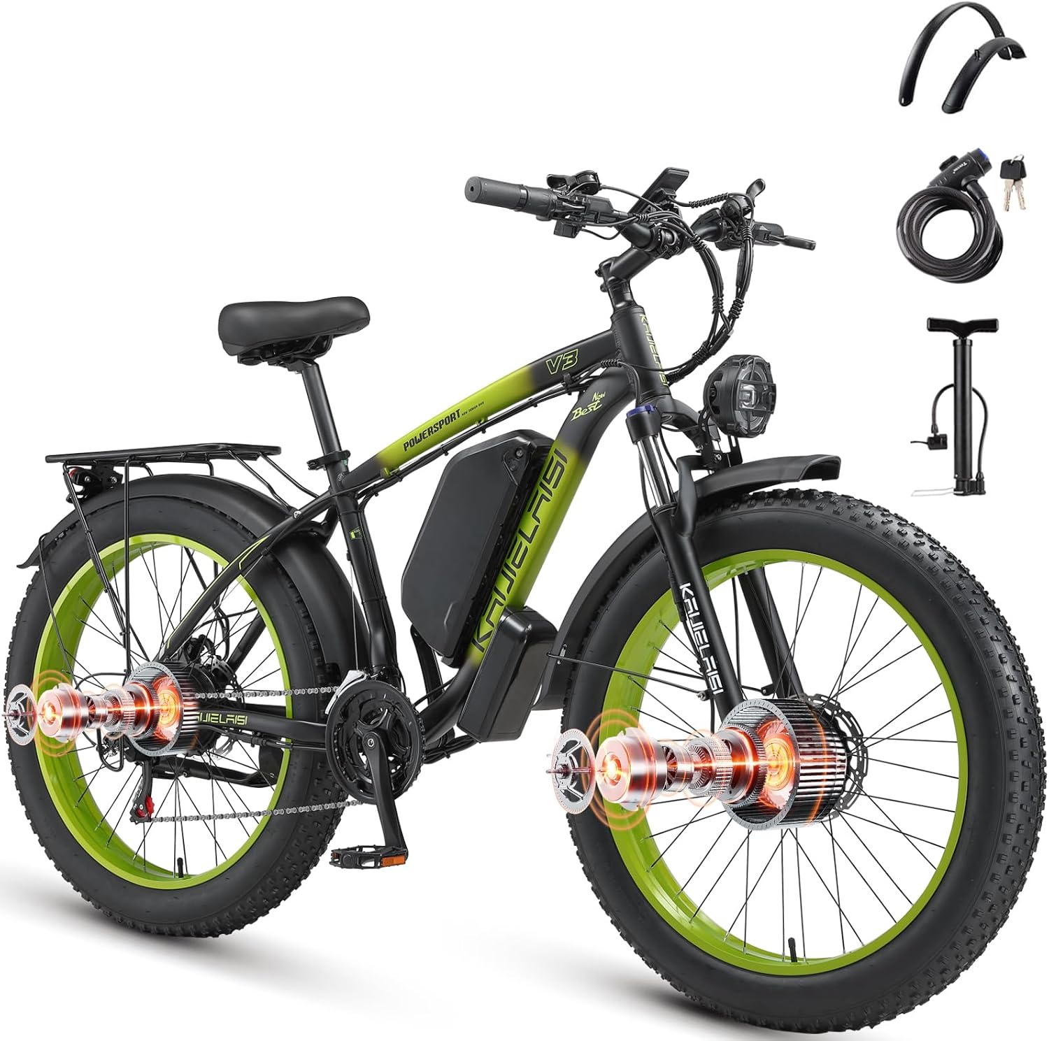 Electric Bike for Adults, Peak 4000W Power 26” Fat Tire Ebike, Dual Motor Electric Bicycles, 48V
