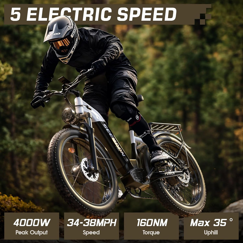 26" Dual Motor All-Terrain Electric Bike – 4000W Peak High-Performance Off-Road Mountain E-Bike