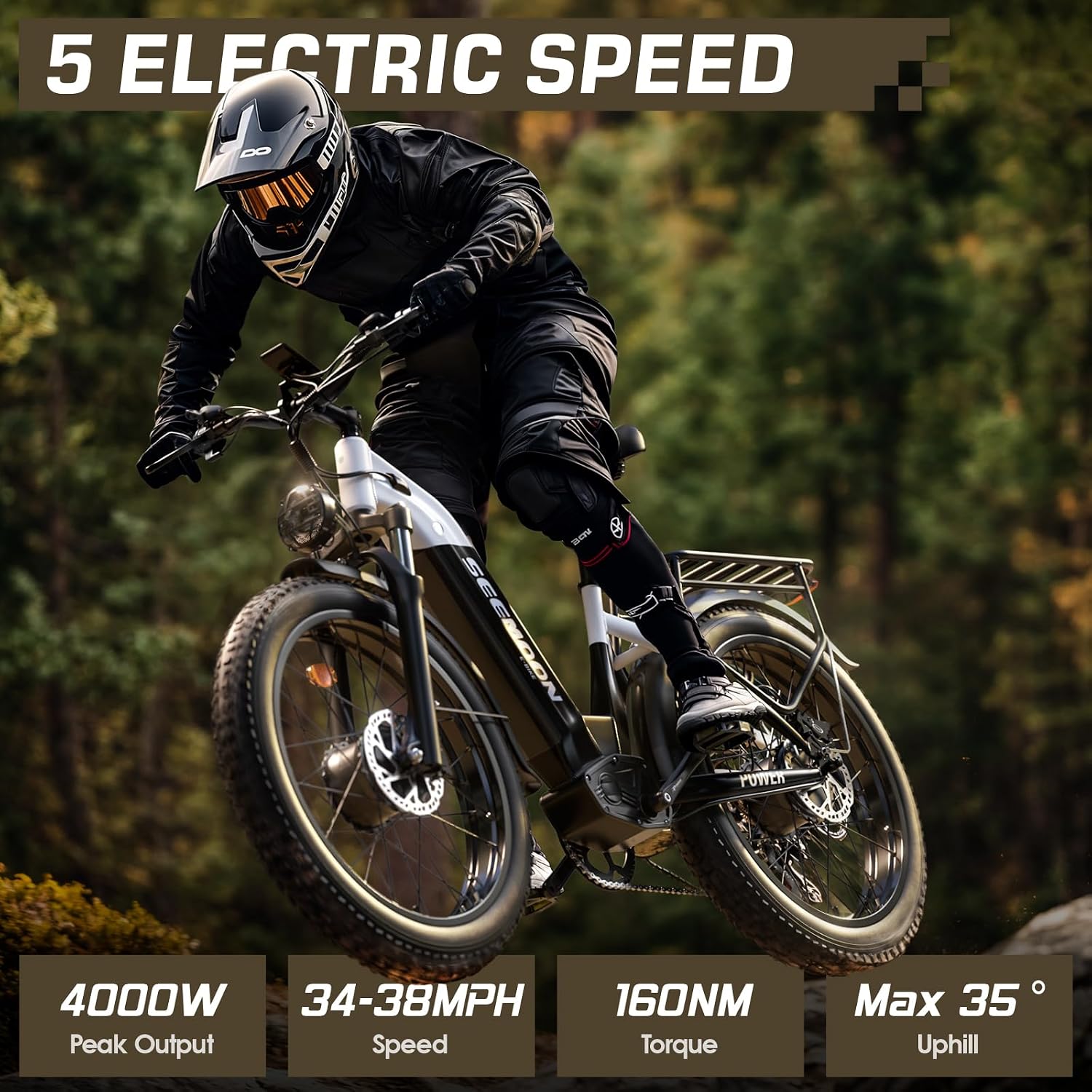 26" Dual Motor All-Terrain Electric Bike – 4000W Peak High-Performance Off-Road Mountain E-Bike