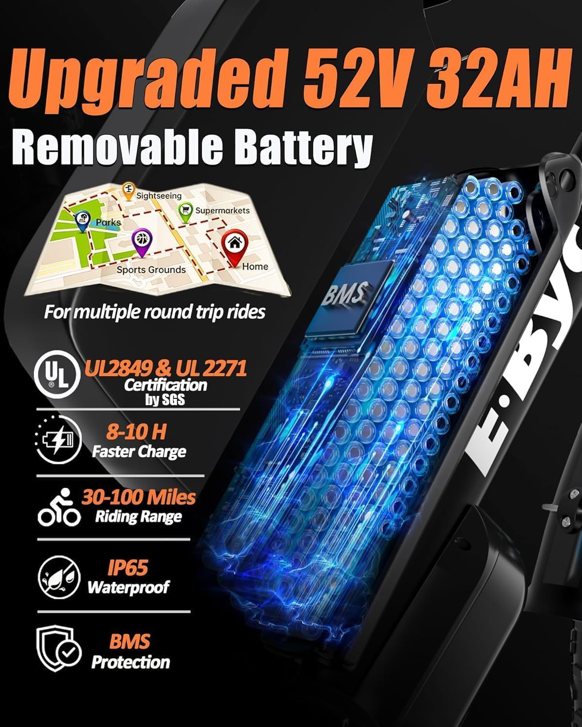 Dual Motor Off-Road Electric Bike | 6000W Peak, 52V 32Ah Long-Range Battery, 50 MPH Full Suspension Fat Tire E-Bike (24" or 26")