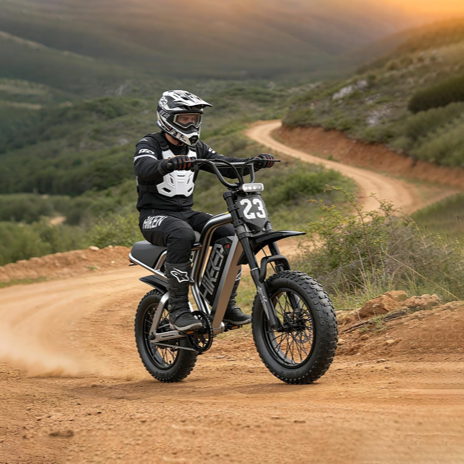 All-Terrain Electric Dirt Bike – 1500W Peak, 25MPH, 16" Fat Tire Off-Road Motorcycle