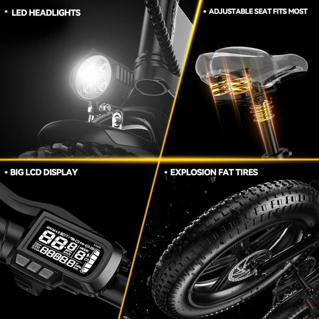 Foldable Fat Tire Electric Bike | High-Capacity Removable Battery, Long Range